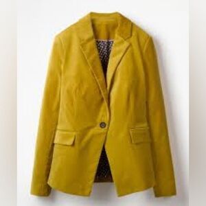 Boden Yellow mustard velvet blazer jacket